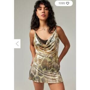 Jaded London Dress Women 0 Leopard Metallic Mirage Mini Going Out Party Cocktail